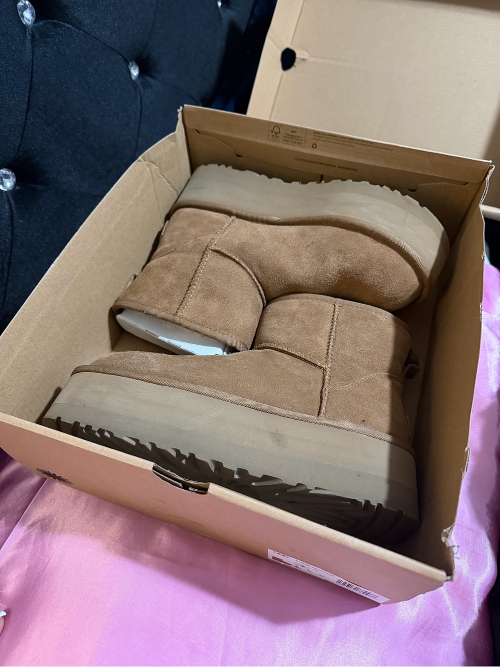 UGG Tan Platform Mini Boots